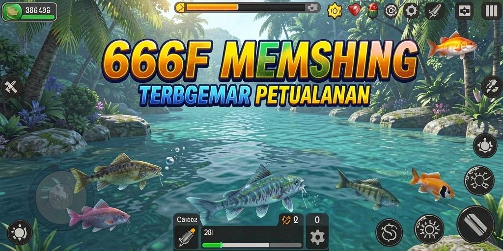 Tampilan menarik dari gameplay Fishing di 666F.