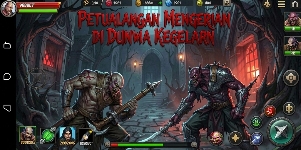 Tampilan gameplay menegangkan dari 988BET dengan suasana horor yang mencekam.