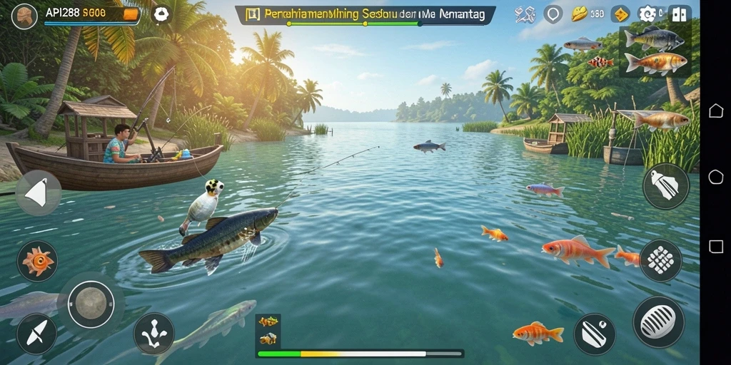 Tampilan screenshot utama API288 yang menunjukkan aksi memancing menegangkan.