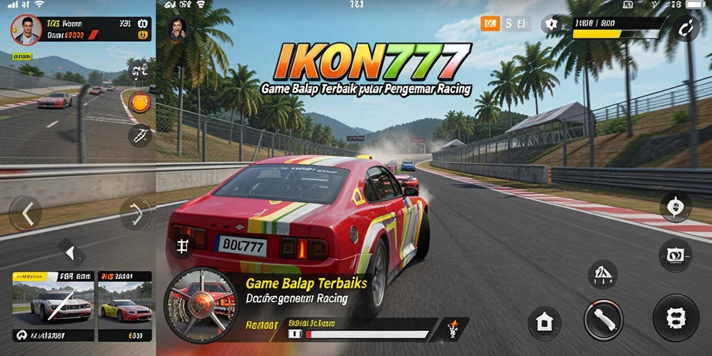 Tampilan gameplay menegangkan di lintasan balap IKON777.