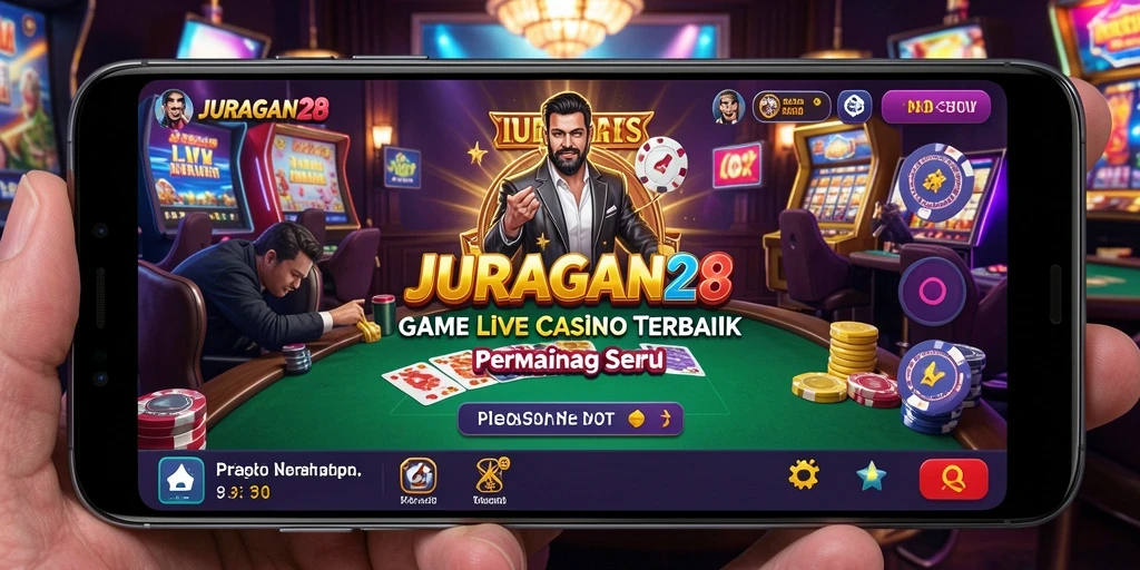 Screenshot JURAGAN28 menampilkan dealer langsung dalam permainan kasino yang seru.