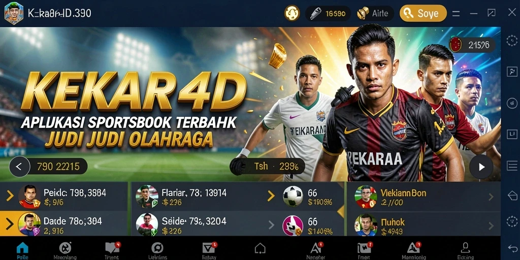 Tampilan gameplay Sportsbook yang menarik dan informatif.