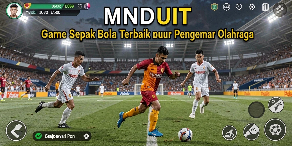 Tampilan gameplay MNDUIT yang mendebarkan dalam aksi sepak bola.