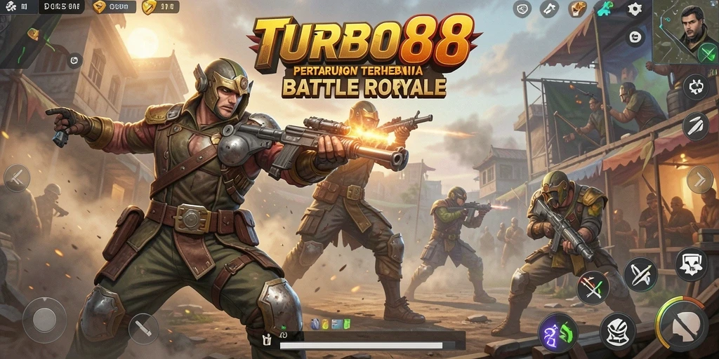 Screenshot gameplay TURBO88 dengan aksi pertempuran seru.