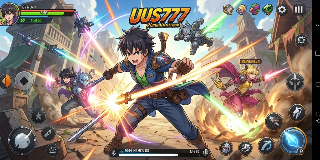 Tampilan gameplay UUS777 yang menarik dengan karakter anime.